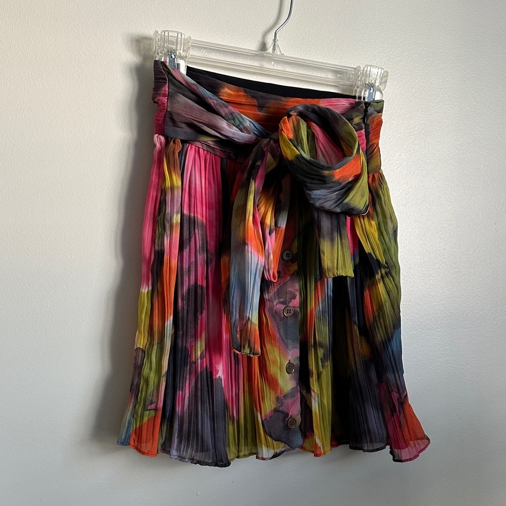 Walter Baker Colorful/MultiColor Pleated Skirt with Wrap Front